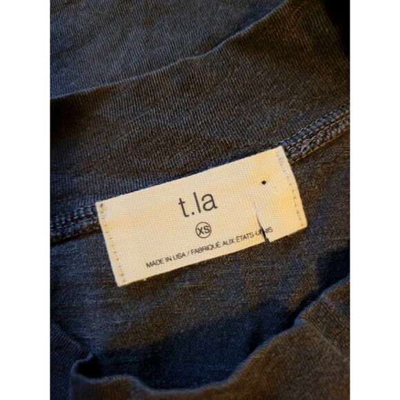 New Anthropologie Vlada Pintucked Top by T.La $48 BLACK XS Heathered Cotton - Picture 3 of 5